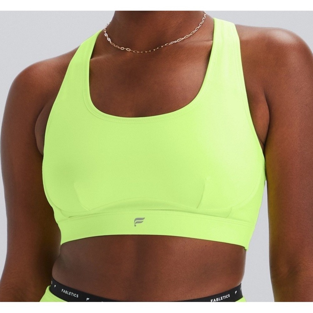 NWOT‎ Women's Fabletics Belle Racerback High Impact Sports Bra Yellow - Size XS